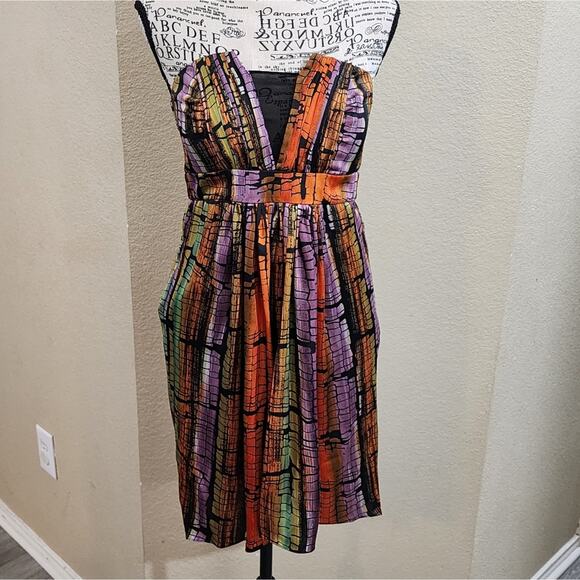 BCBGeneration‎ purple and gold strapless mini dress size 4 - Picture 1 of 5